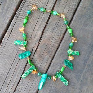 Citrine Quartz Agate Crystal Necklace